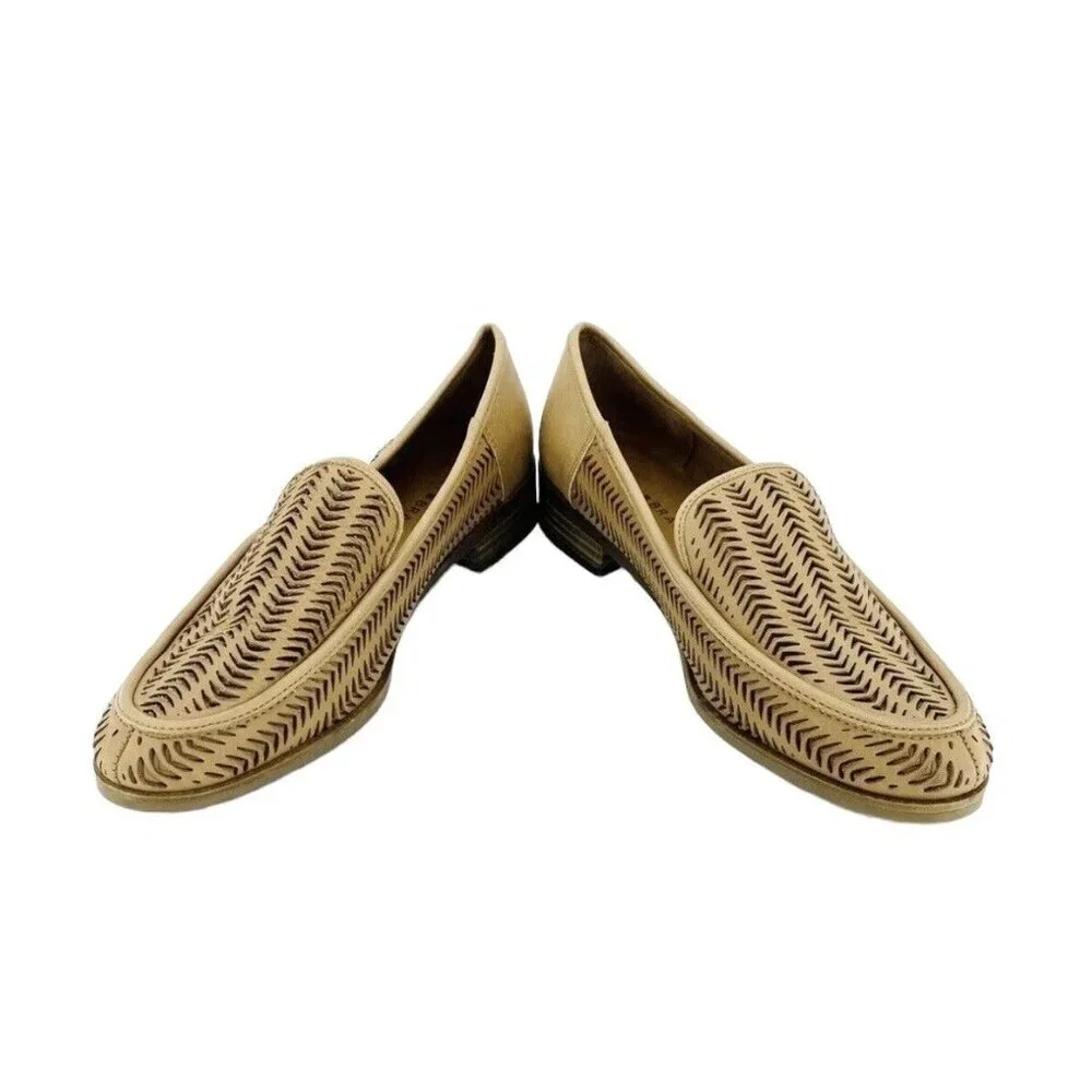 Lucky Brand Camdyn Brown Perforated Leather Loafer Flats Slip On SZ 8.5